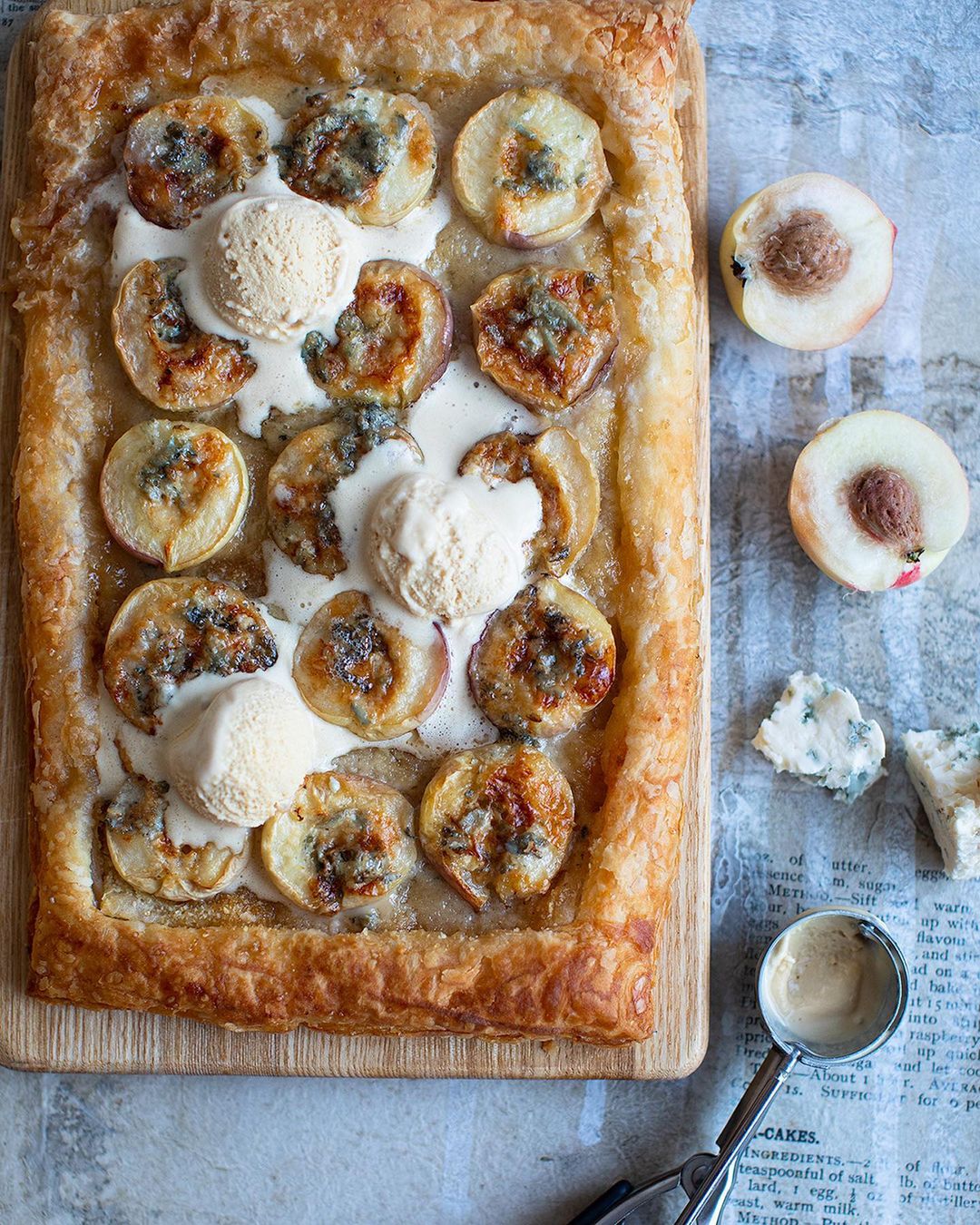 Peach & blue cheese pie