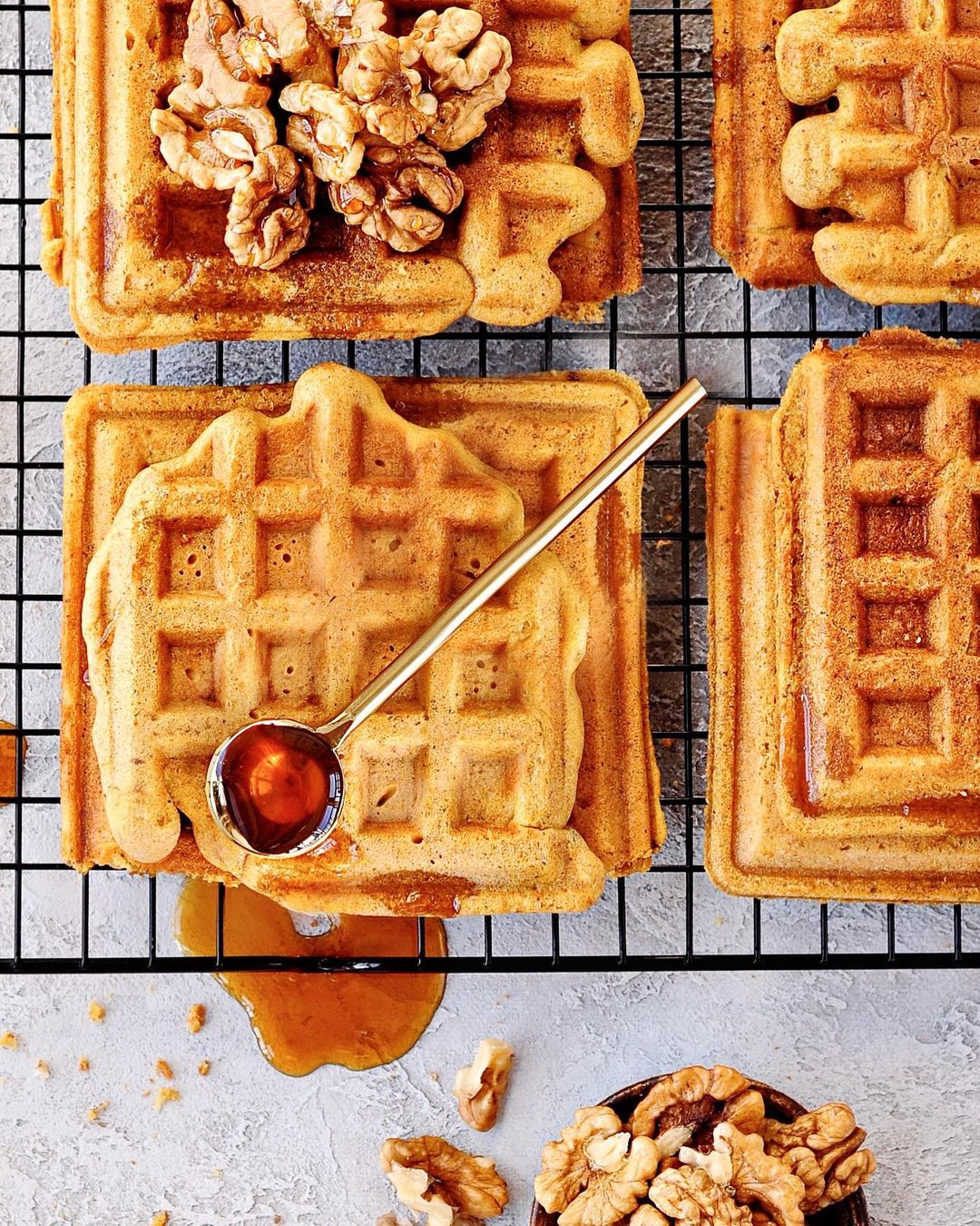 Pumpkin, nuts & cinnamon waffles