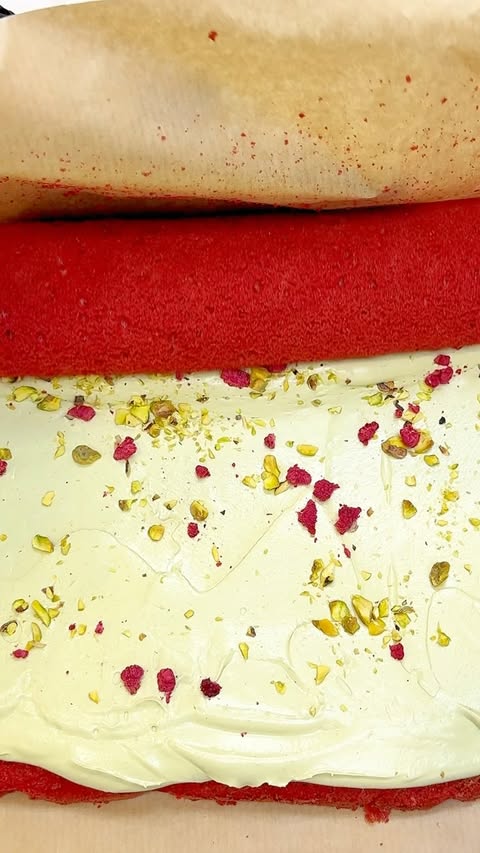 Red Velvet Roll with Pistachio Cream