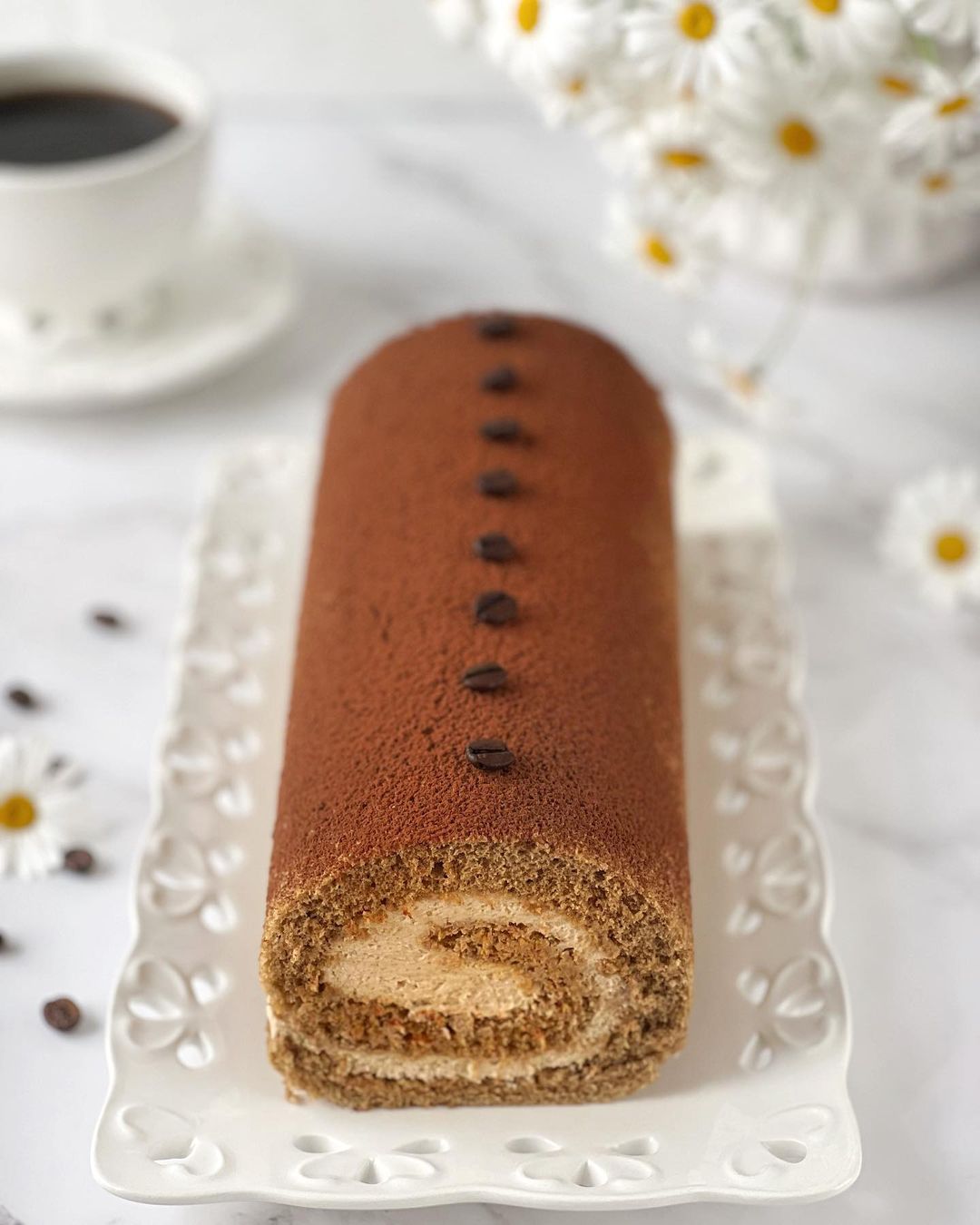 Rich coffee swiss roll