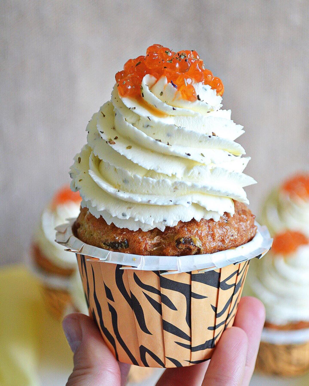 Salmon snack cupcakes