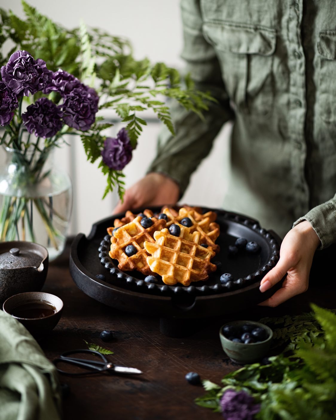 Soft waffles for breakfast