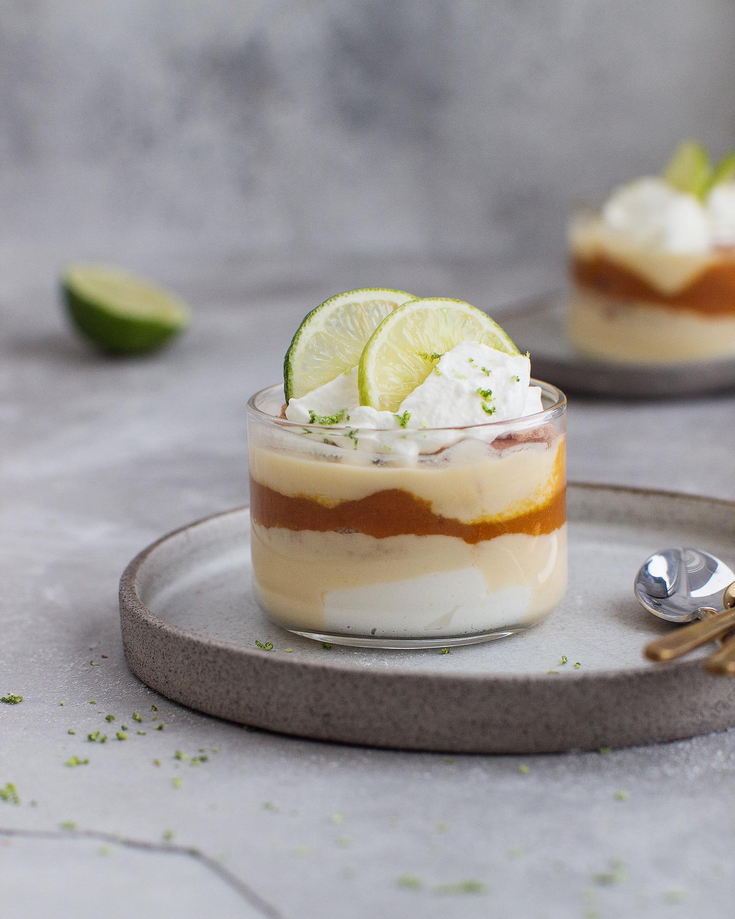 Spicy mango & lime verrine dessert