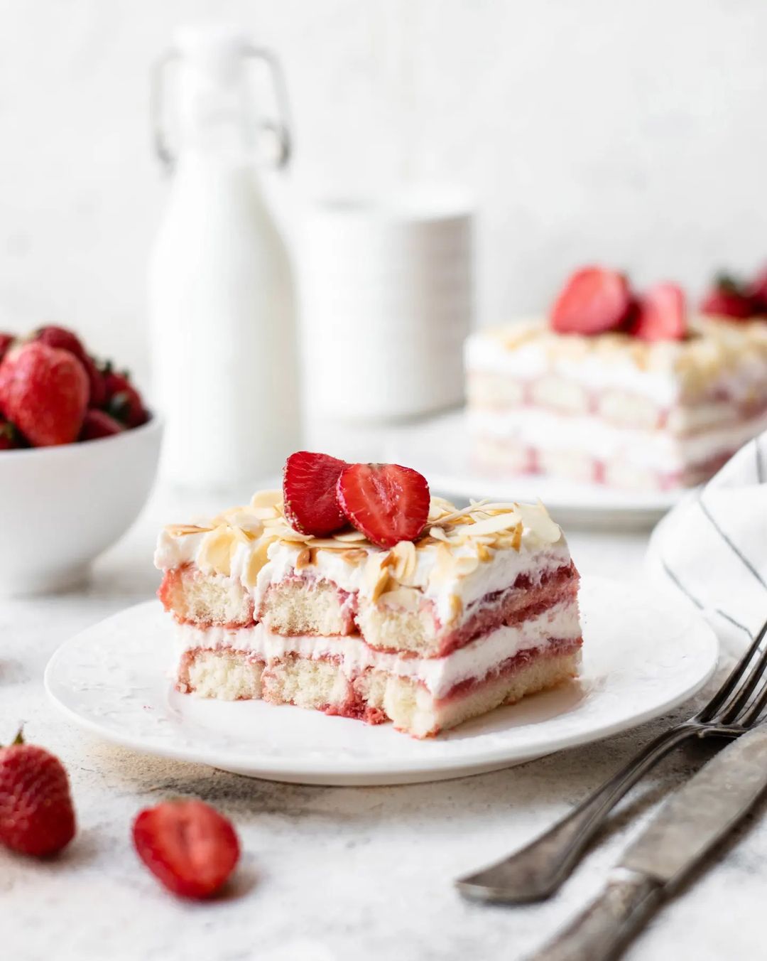 Strawberry & almond petals tiramisu