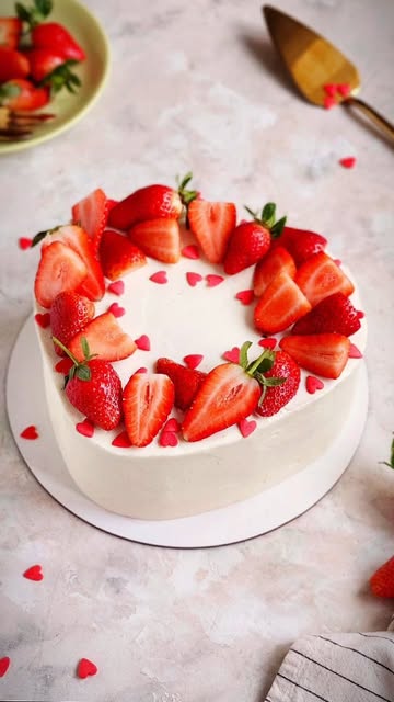 Strawberry Heart Cake for Valentine's Day