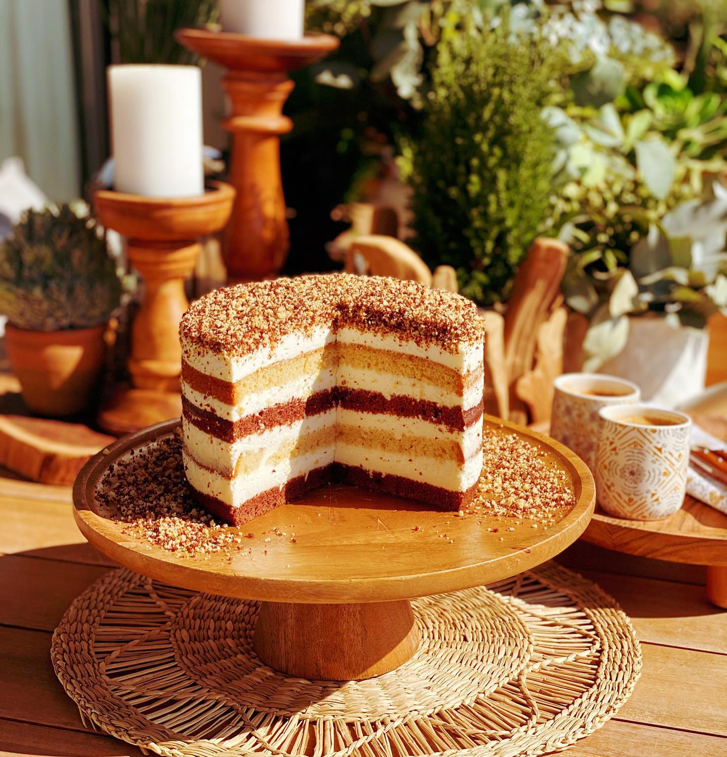 Striped sour cream cake