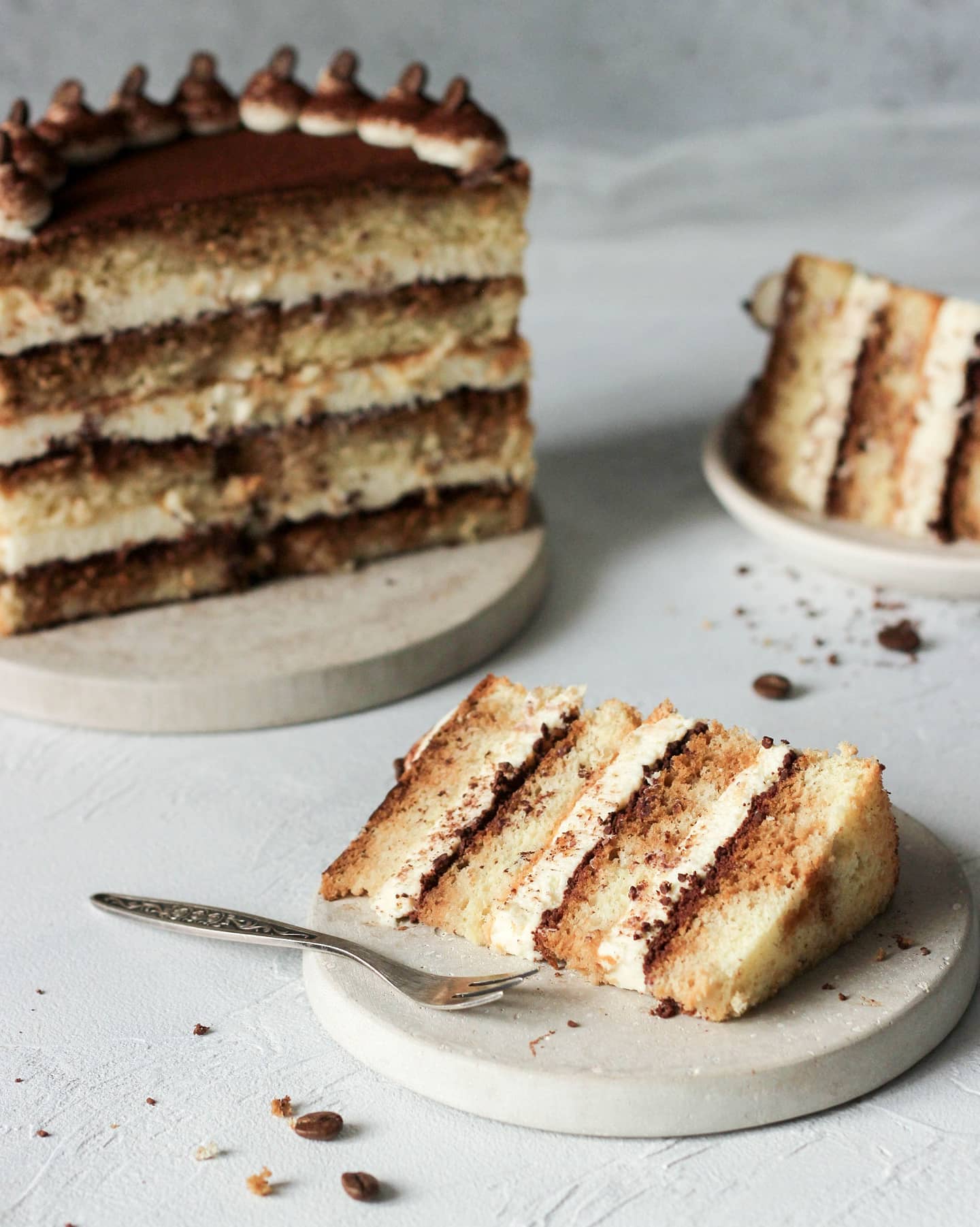 Striped Tiramisu cake