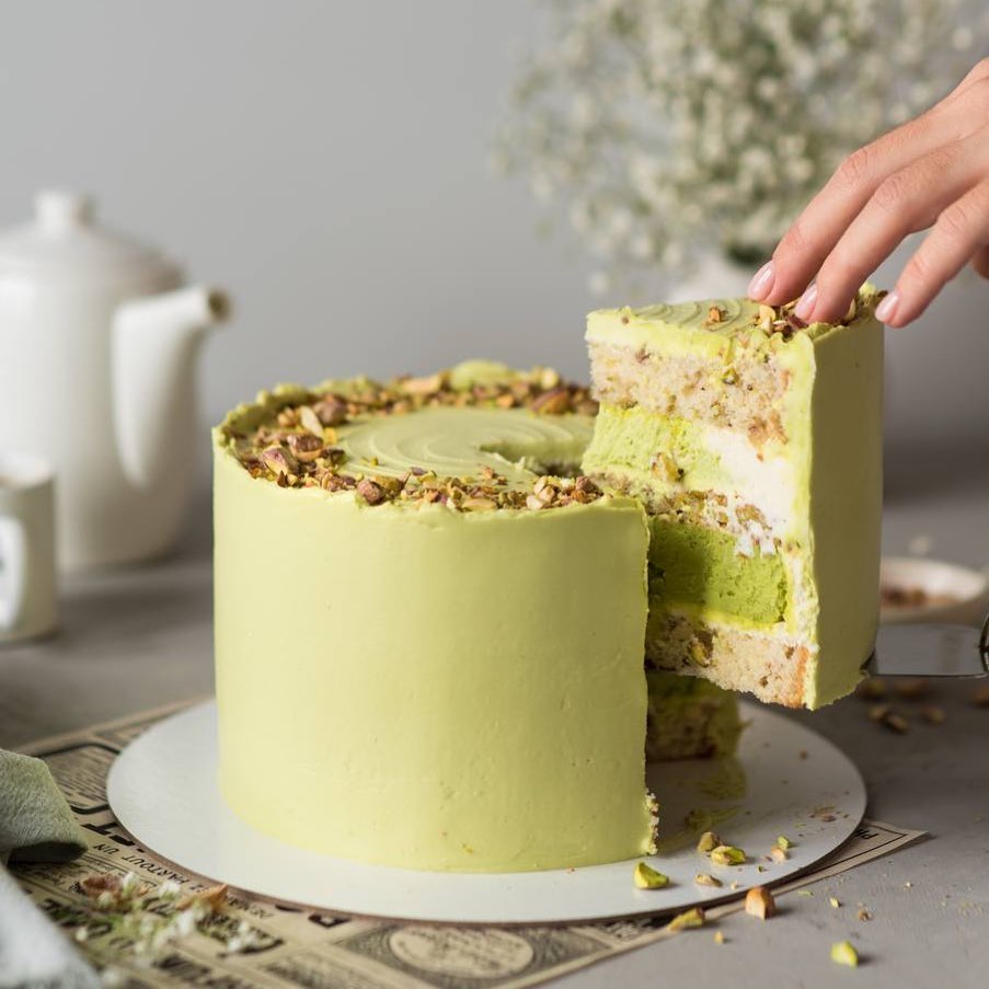 Whipped pistachio ganache